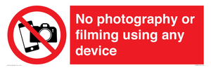 No photography or filming using any device